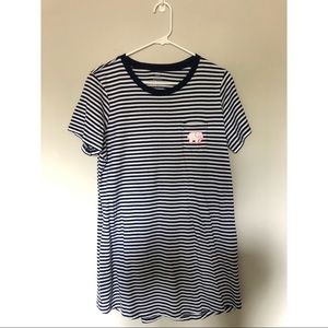 Navy and White Striped Ivory Ella T-Shirt Dress